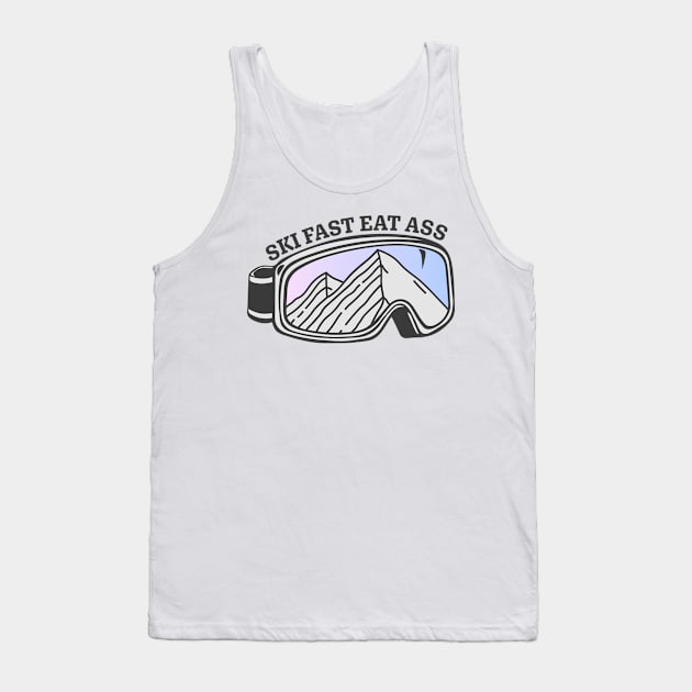 Sunset Mountain Ski Goggles | Ski Fast Eat Ass Tank Top by KlehmInTime